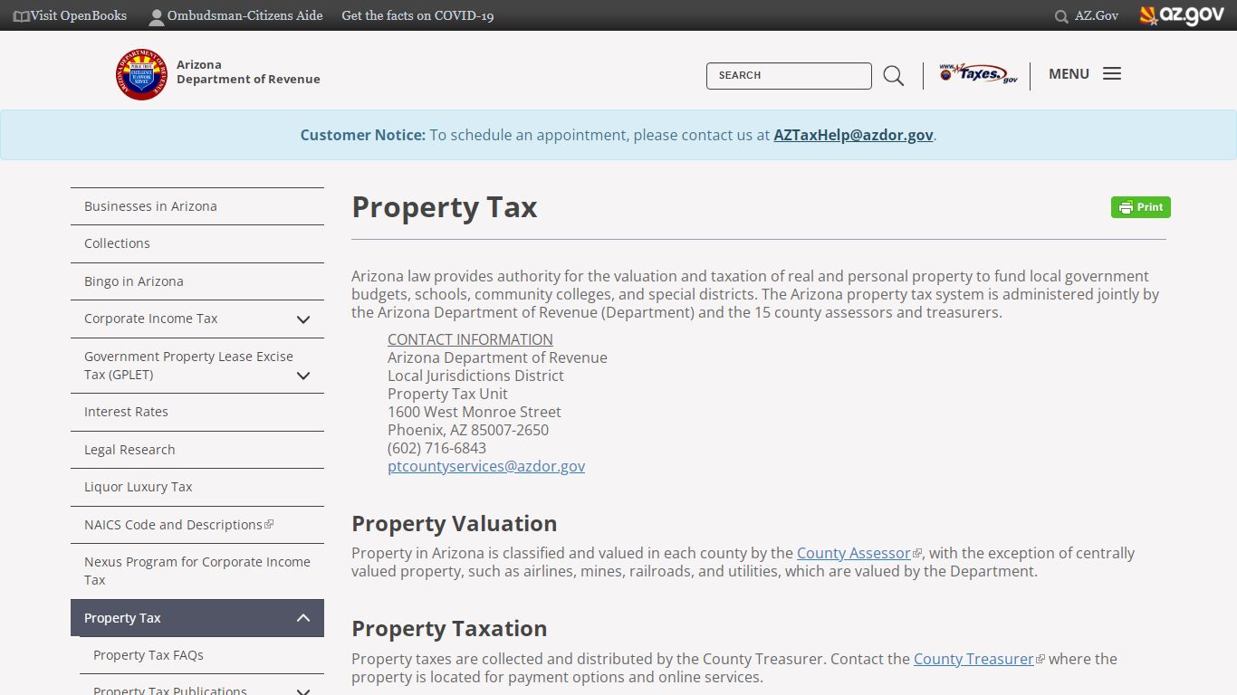 Property Tax | Arizona Department of Revenue - AZDOR