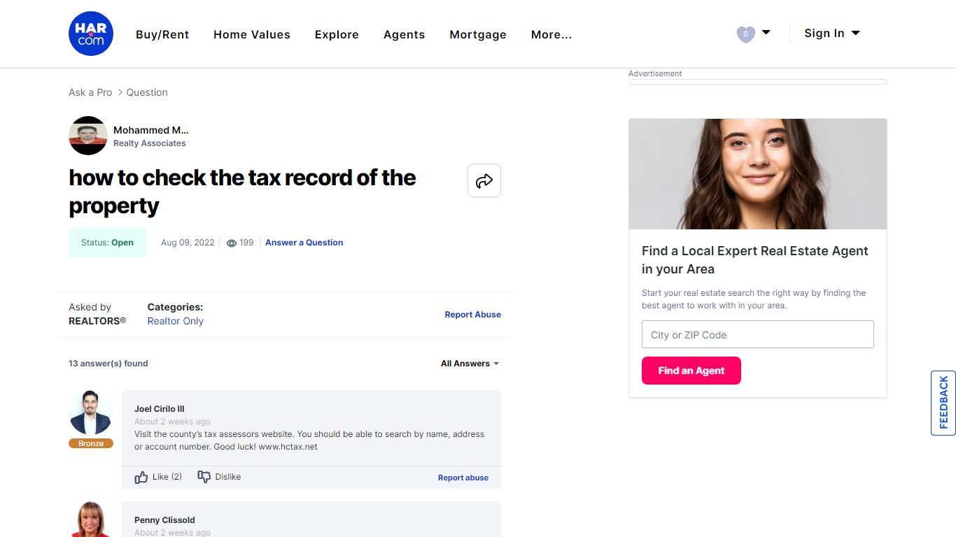 how to check the tax record of the property - HAR.com